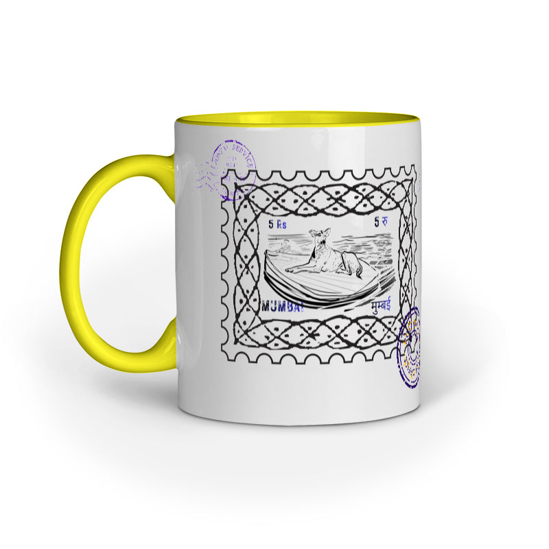 mumbai post street dog stamp art work mug
