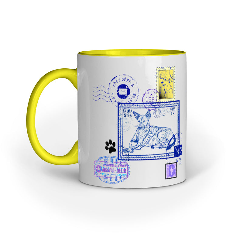 street dog stamp art work mug