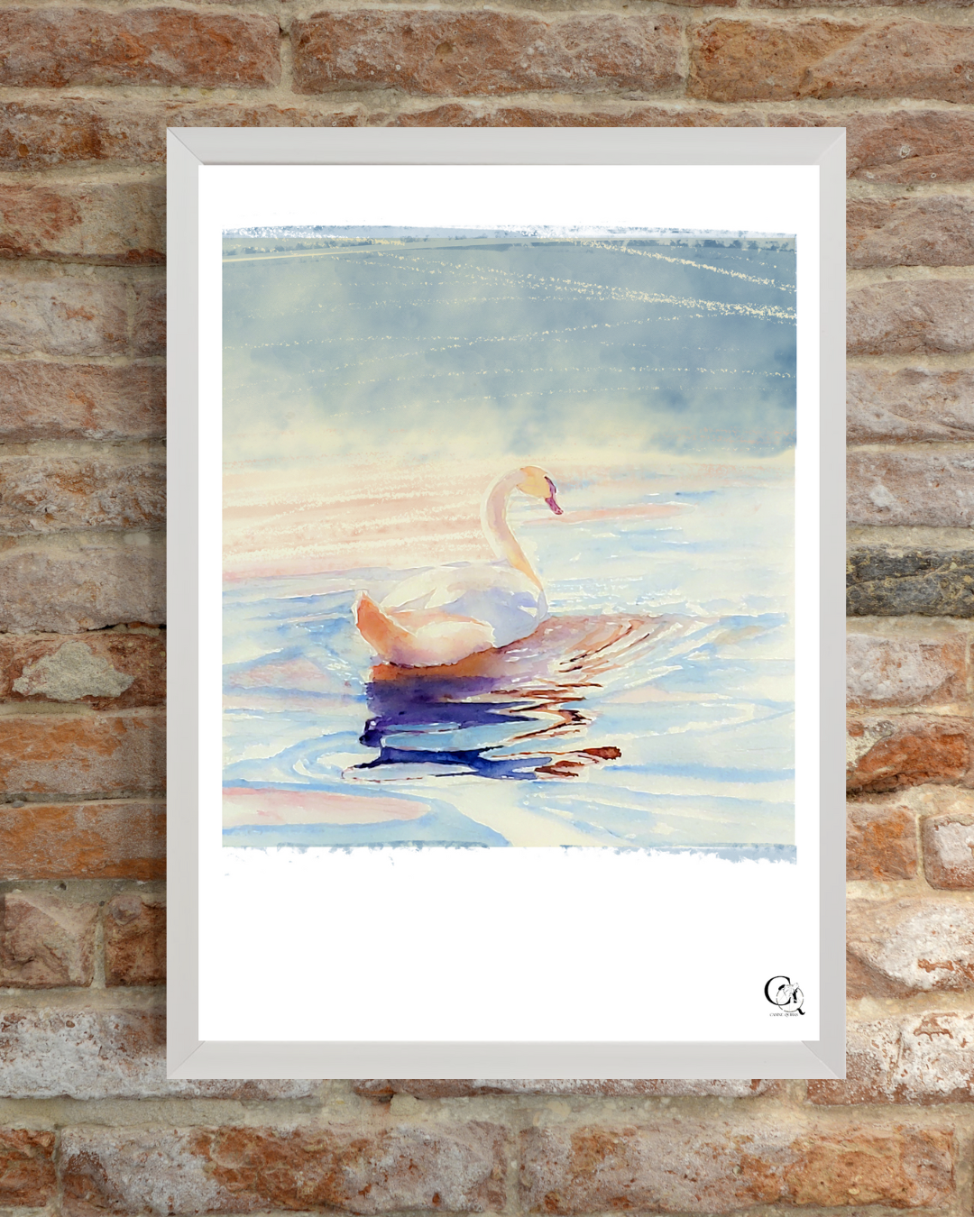 beautiful watercolor swan art print
