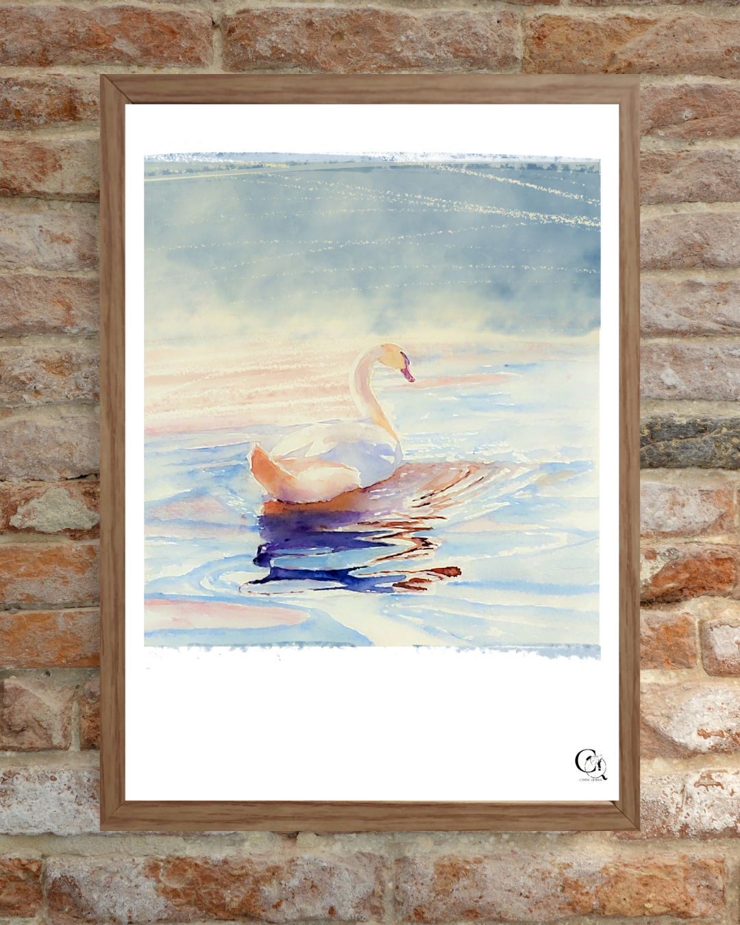 beautiful watercolor swan art print