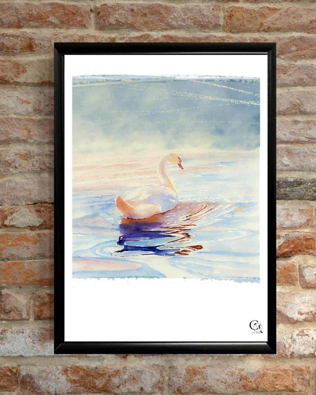 beautiful watercolor swan art print