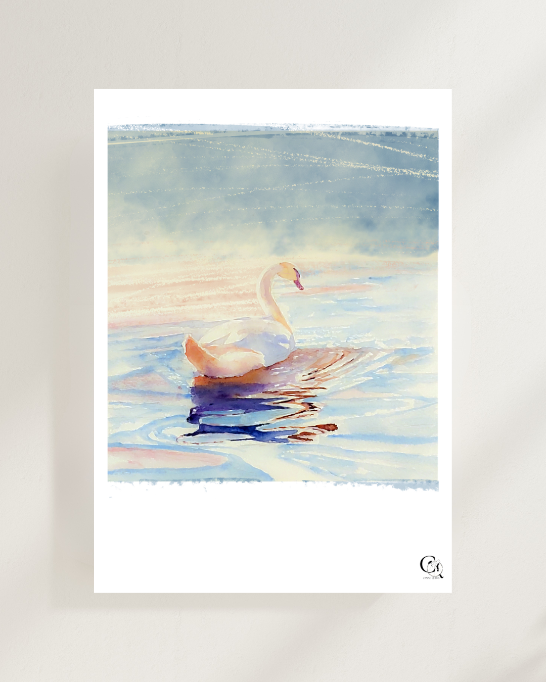 beautiful watercolor swan art print