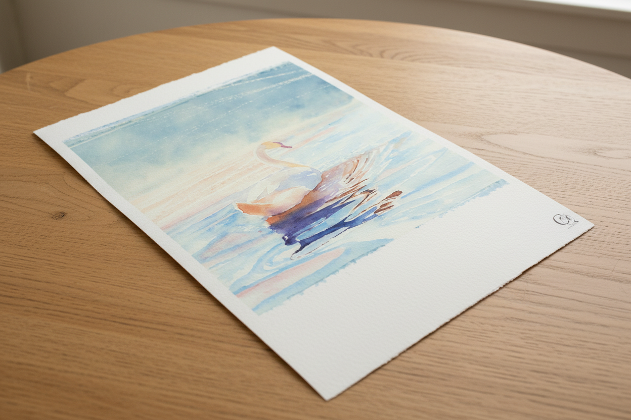 beautiful watercolor swan art print