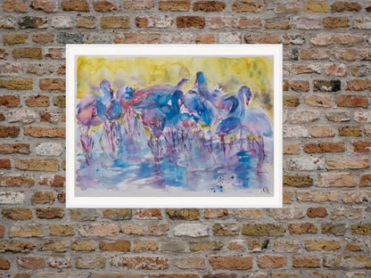 canine_quirks_watercolor_art_curious balance_flamingo_oak white