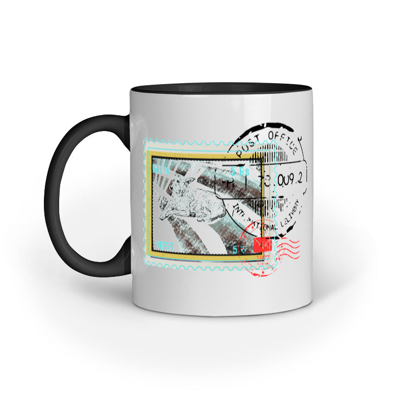 street dog stamp art work mug
