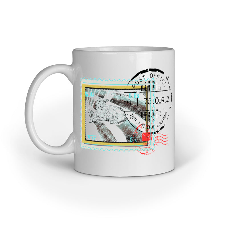 street dog stamp art work mug