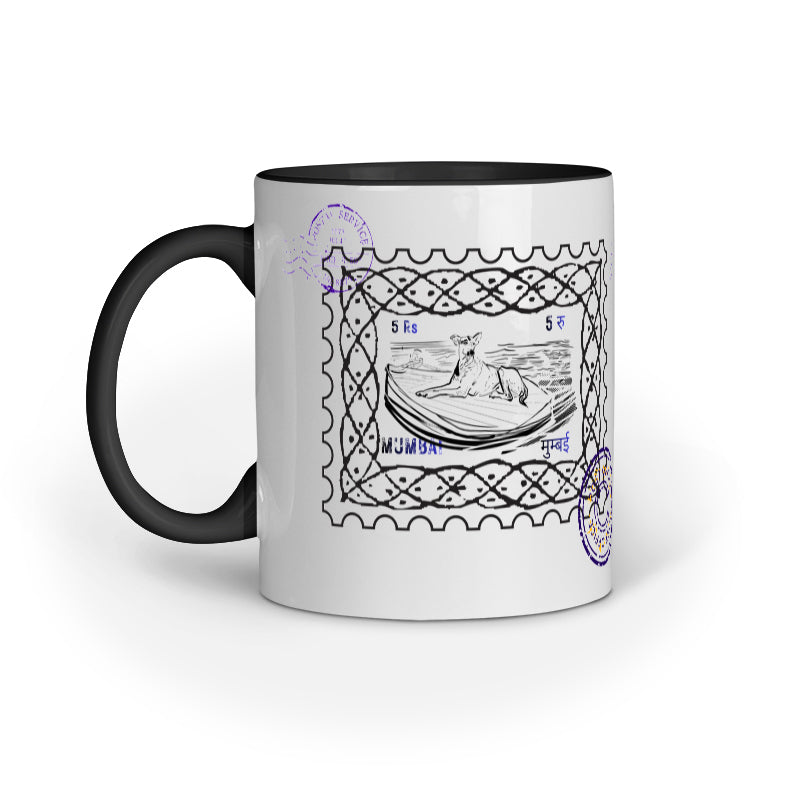 mumbai post street dog stamp art work mug