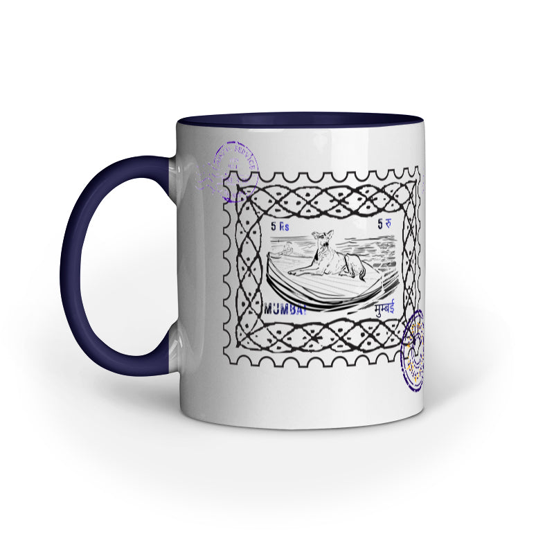 mumbai post street dog stamp art work mug