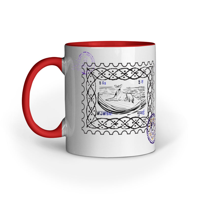 mumbai post street dog stamp art work mug