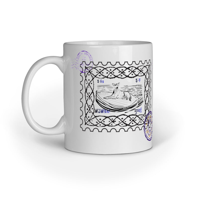 mumbai post street dog stamp art work mug