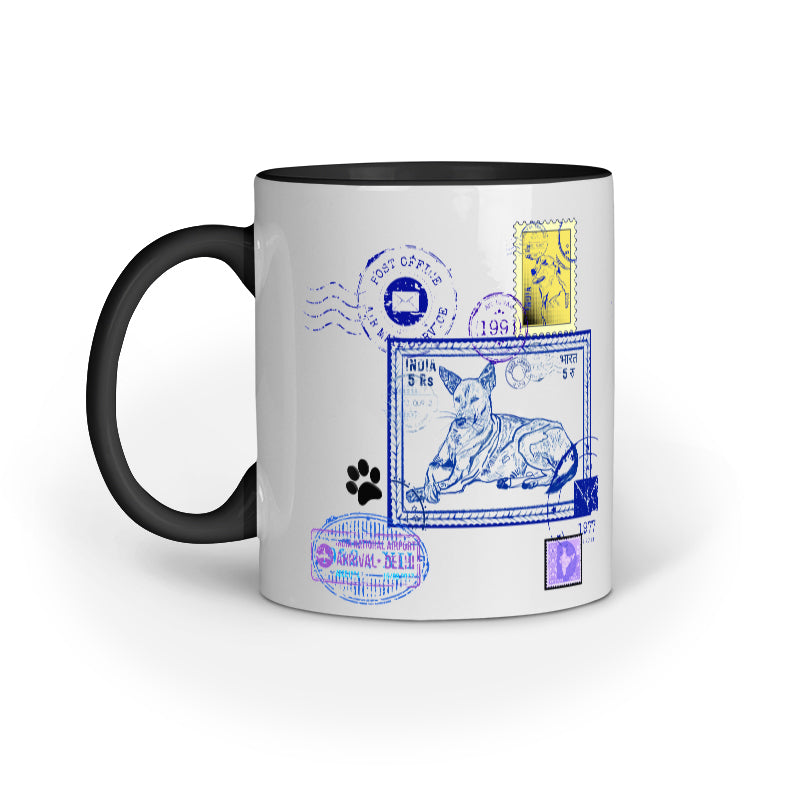 street dog stamp art work mug