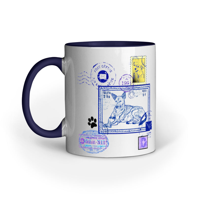 street dog stamp art work mug