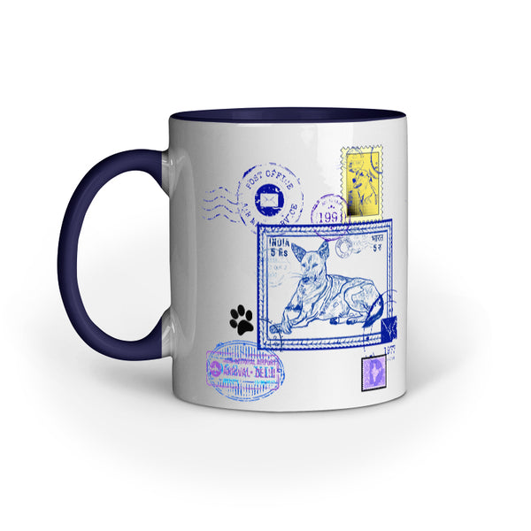 street dog stamp art work mug