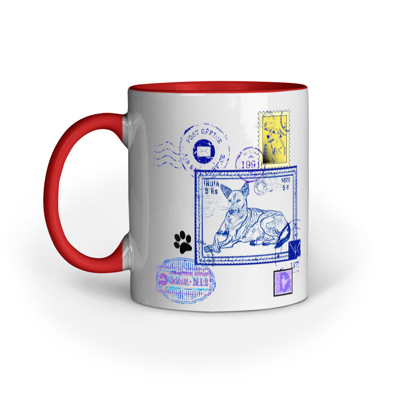 street dog stamp art work mug