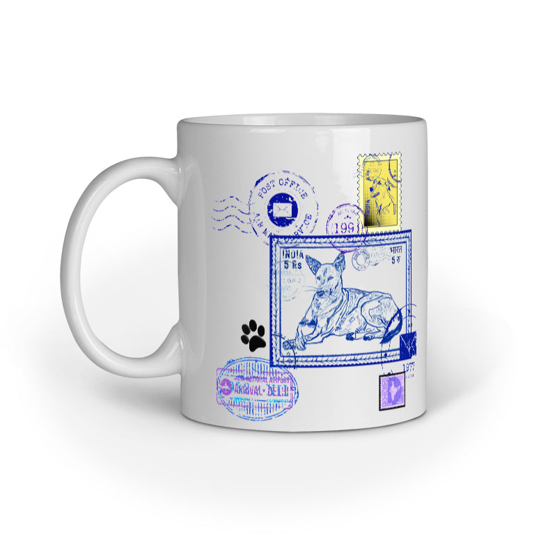 street dog stamp art work mug