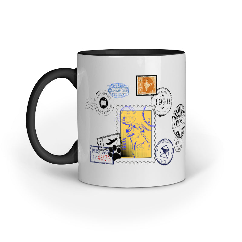 street dog stamp art work mug