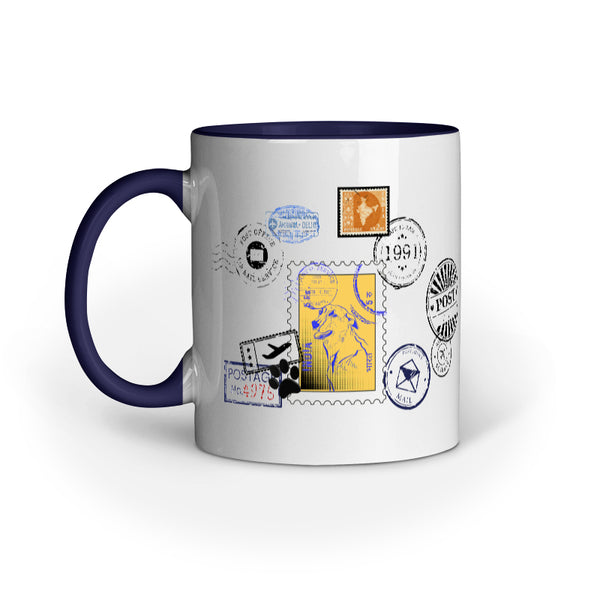 street dog stamp art work mug
