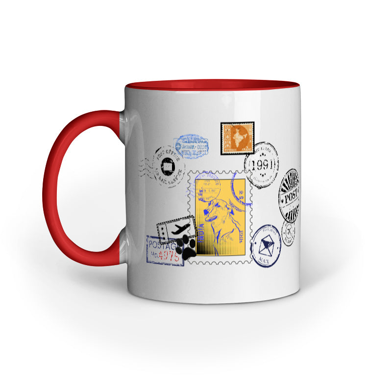 street dog stamp art work mug
