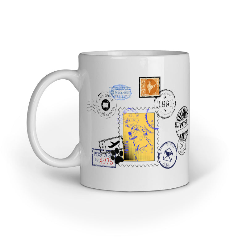 
street dog stamp art work mug