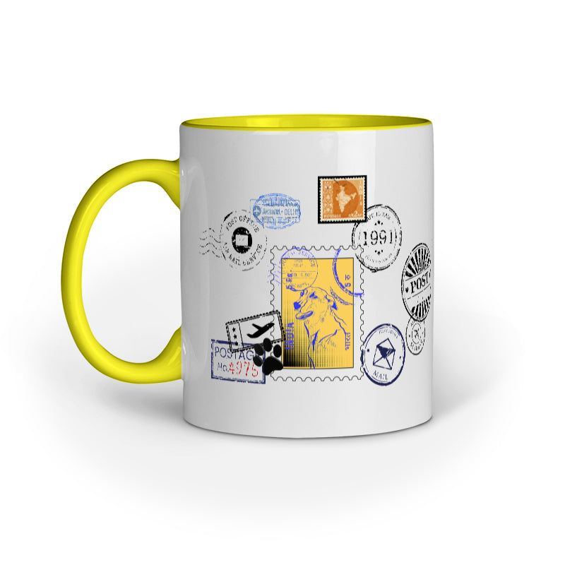 street dog stamp art work mug