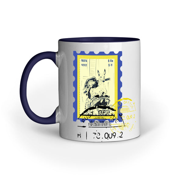scooter post street dog stamp art work mug