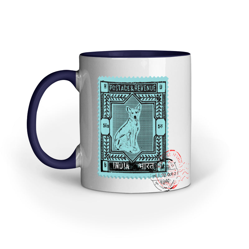cyan dispatch street dog stamp art work mug