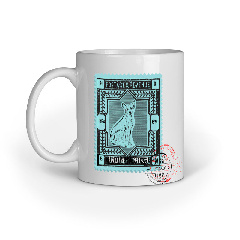 cyan dispatch street dog stamp art work mug